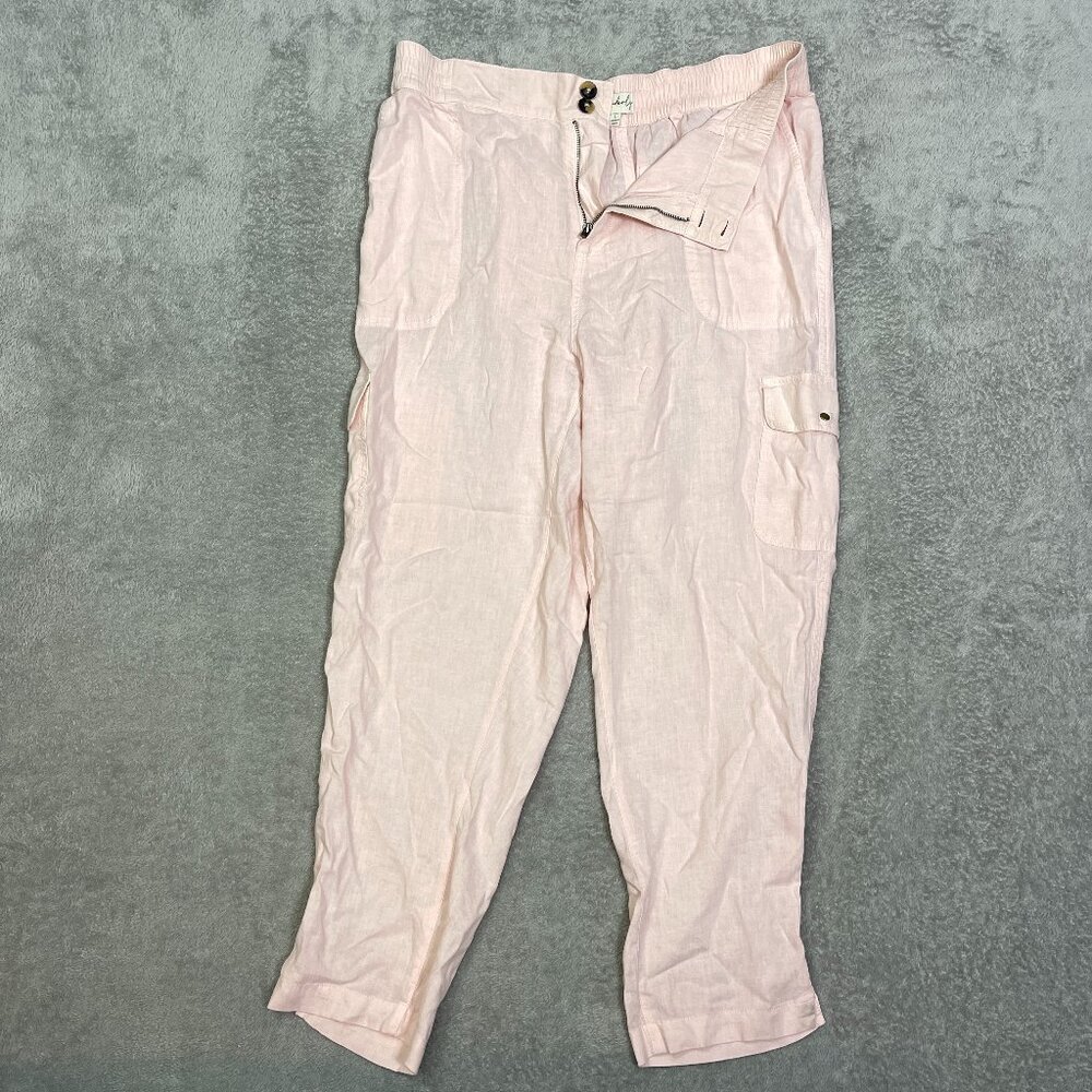 Wonderly Cargo Pants Pink‎ L Outdoorsy Linen Blend Lightweight Gorpcore Beach